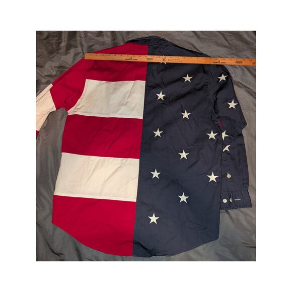 Tommy Hilfiger American Flag Embroidered Stars Button Down Shirt Medium - Picture 5 of 5